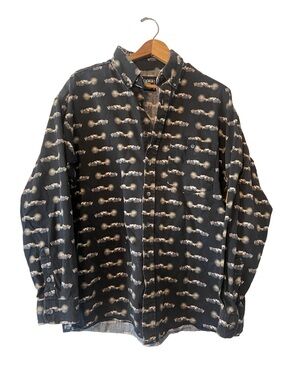 Brooks & Dunn by Panhandle Slim Vintage Western Button Down Spurs Print Shirt